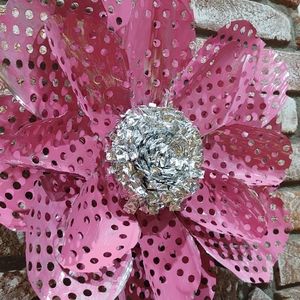 Unique Handmade Pink Foil Flower 22" wide New!
